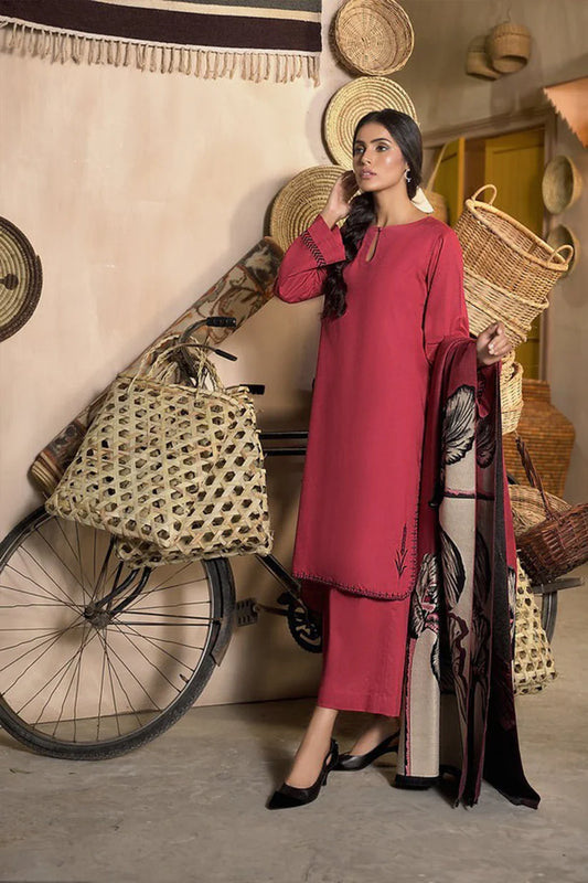 ZN813-Winter 3 Piece Dhanak Suit with digital printed wool shawll