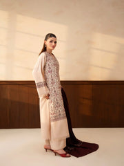 3PC EMBROIDERED DHANAK SUIT - ZN-1497