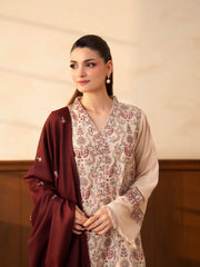 3PC EMBROIDERED DHANAK SUIT - ZN-1497