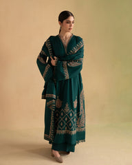 3PC EMBROIDERED DHANAK SUIT - ZN-1508