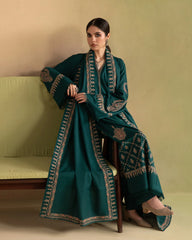 3PC EMBROIDERED DHANAK SUIT - ZN-1508