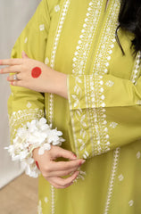 ZN933-WINTER 3PC Dhannak Embroidered suit with Printed Shawll