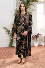 3PC EMBROIDERED DHANAK SUIT - ZN-1427