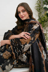 3PC EMBROIDERED DHANAK SUIT - ZN-1427