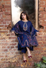 3PC EMBROIDERED DHANAK SUIT - ZN-1487