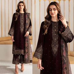 3PC EMBROIDERED VELVETSUIT - ZN-902