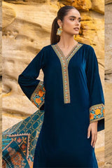 zn821-WINTER Velvet Embroidered    printed duppatta Winter Collection
