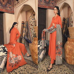 3PC EMBROIDERED DHANAK SUIT - ZN-812