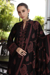 ZN823-WINTER 3PC Dhannak Embroidered suit with Printed Shawll