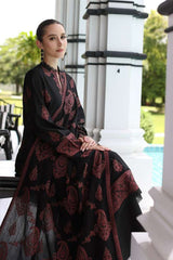 ZN823-WINTER 3PC Dhannak Embroidered suit with Printed Shawll