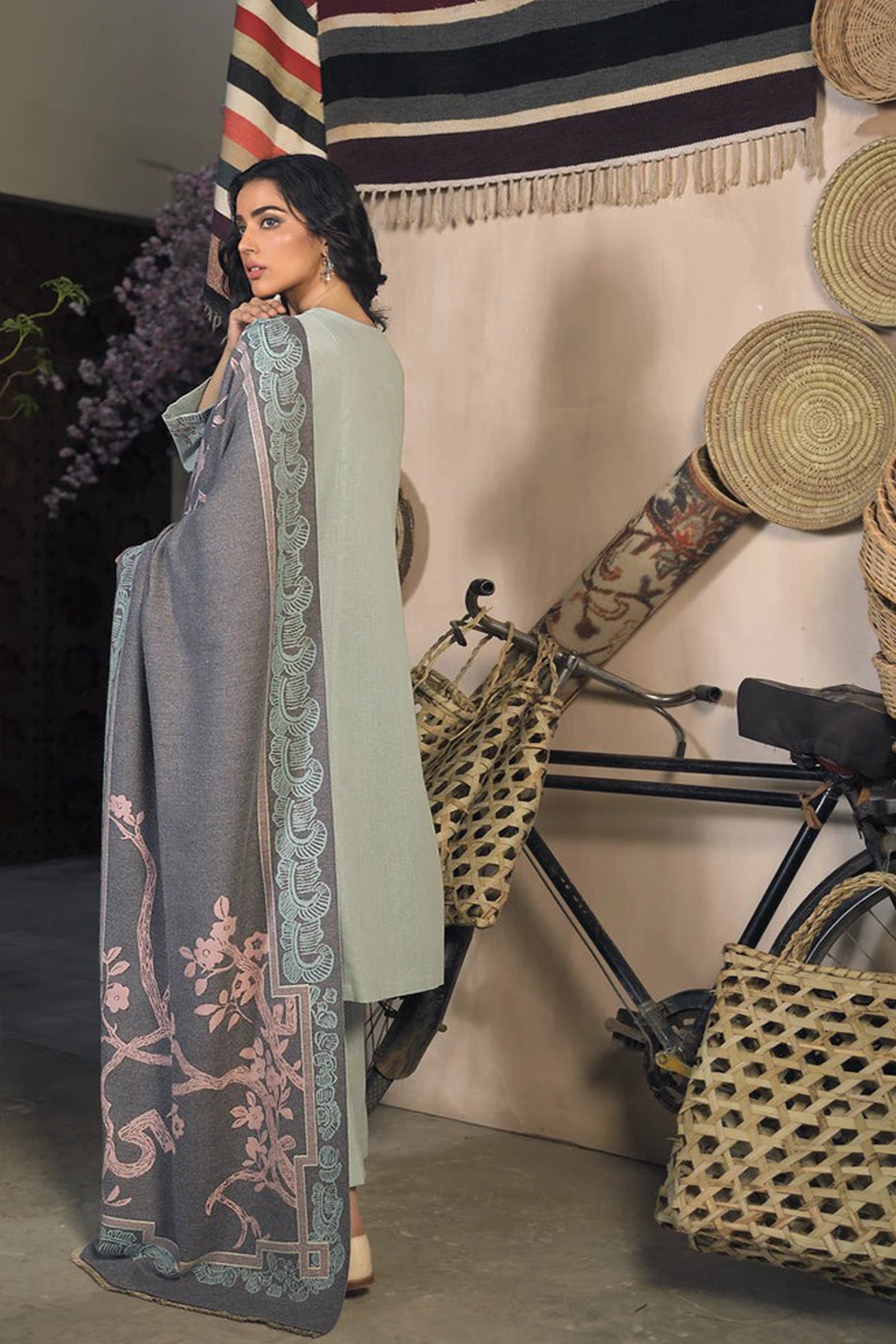 ZN809-WINTER 3 Piece Dhanak Suit with digital printed wool shawll
