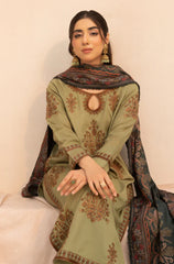 3PC EMBROIDERED DHANAK SUIT - ZN-1419
