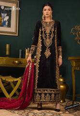 3PC EMBROIDERED VELVET SUIT - ZN-1412