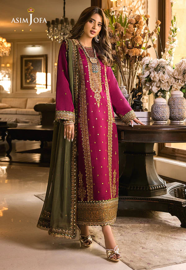 ZN920-Winter Unstitched 3PCs Embroidered Linen Suit With Chiffon Dupatta