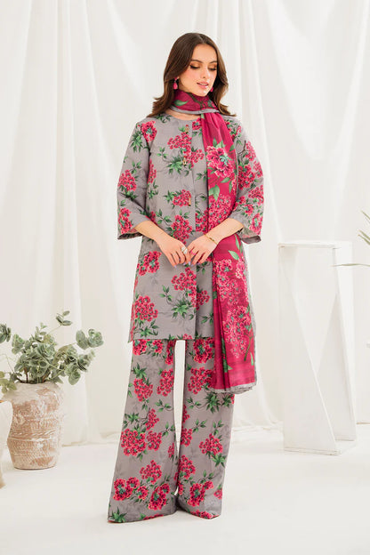 ZN724-3 Piece Unstitched Digital Printed Lawn Suit - Digital Printed Daimond Dupatta