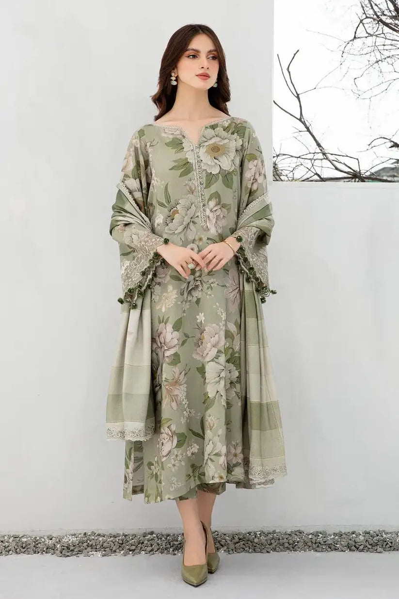 ZN942- Winter 3PC Dhanak Karandi Printed Suit
