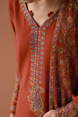 ZN1260 BATIK-3PC DHANAK EMBROIDERED SHIRT WITH DHANAK EMBROIDERED SHAWL AND TROUSER