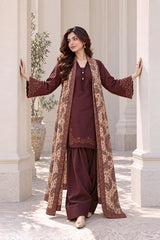 3PC EMBROIDERED DHANAK SUIT - ZN-1502