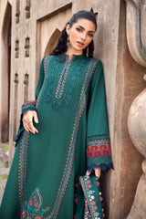 3PC EMBROIDERED DHANAK SUIT - ZN-1455
