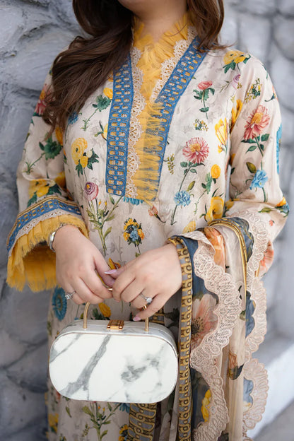 Qalamkar -ZN1371 Summer 3PC Lawn Digital Print Dress