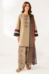 3PC EMBROIDERED DHANAK SUIT - ZN-1425