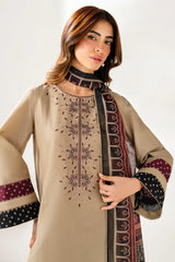 3PC EMBROIDERED DHANAK SUIT - ZN-1425