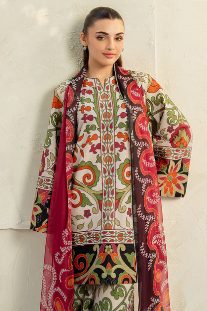Baroque -ZN1366 Summer 3PC Lawn Digital Print Dress -