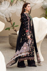 ZN1033 - Qalamkar - 3PC Lawn Embroidered Shirt with Embroidered Slub Net Dupatta