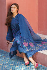 3PC EMBROIDERED DHANAK SUIT - ZN-1433