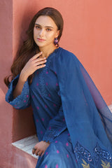 3PC EMBROIDERED DHANAK SUIT - ZN-1433