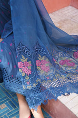 3PC EMBROIDERED DHANAK SUIT - ZN-1433