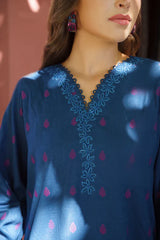 3PC EMBROIDERED DHANAK SUIT - ZN-1433