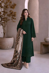 3PC EMBROIDERED DHANAK SUIT - ZN-1503