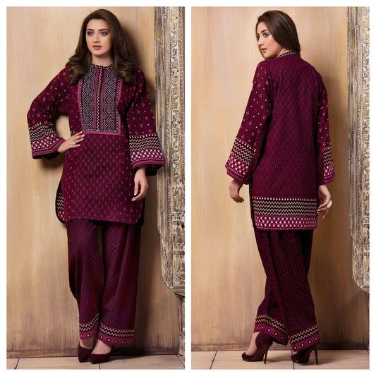 ZN015-Laj wanti 2Pc Embroidered Lawn Suite With Fully Embroidered trouser & Patches