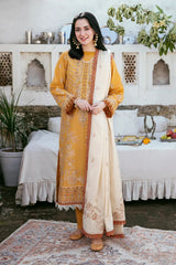 3PC EMBROIDERED DHANAK SUIT - ZN-1454