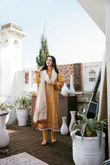 3PC EMBROIDERED DHANAK SUIT - ZN-1454