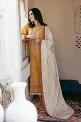 3PC EMBROIDERED DHANAK SUIT - ZN-1454