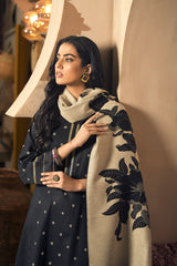 ZN916-3PC Winter Dhannak Embroidered suit with Printed Shawll