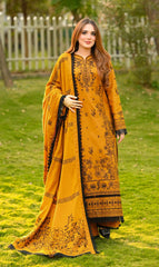 3PC EMBROIDERED DHANAK SUIT - ZN-1427