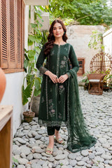 ZN1025-BATIK 3PC Lawn Embroidered Shirt With Organza Embroidered Dupatta