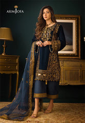 3PC EMBROIDERED VELVET SUIT - ZN-1409