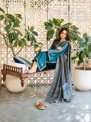 3PC EMBROIDERED DHANAK SUIT - ZN-1437