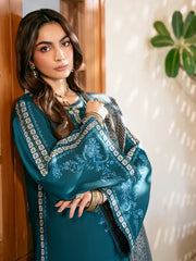 3PC EMBROIDERED DHANAK SUIT - ZN-1437