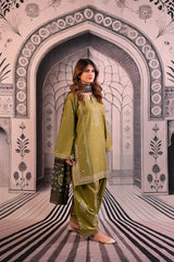 3PC EMBROIDERED DHANAK SUIT - ZN-1450