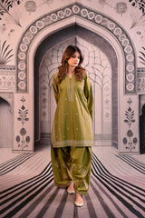 3PC EMBROIDERED DHANAK SUIT - ZN-1450