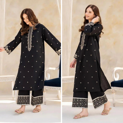 ZN797-2Pc Embroidered Lawn Suite With Fully Embroidered trouser & Patches