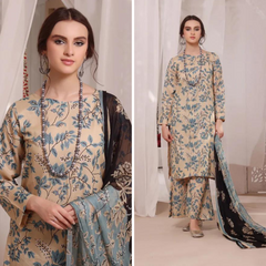 ZN925-Winter 3PC Shamoz Silk Print Suit