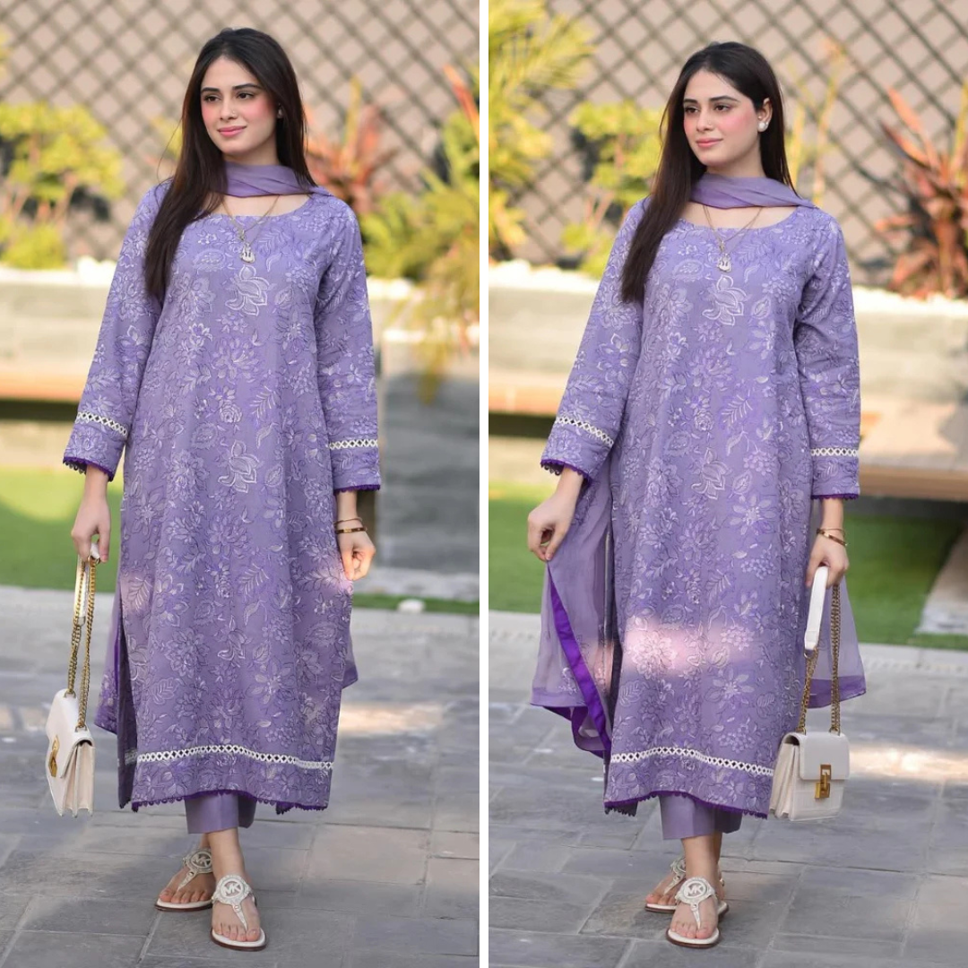 ZN1020 - Breeze 3PC Lawn Embroidered Suit