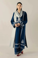 3PC EMBROIDERED DHANAK SUIT - ZN-1452