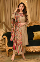 3PC EMBROIDERED DHANAK SUIT - ZN-1413